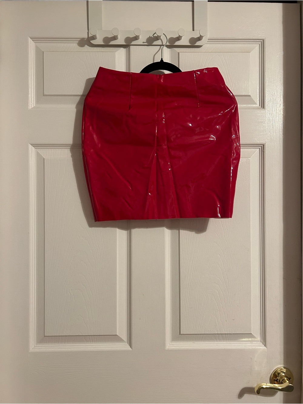 Meshki Red Vinyl Mini Skirt